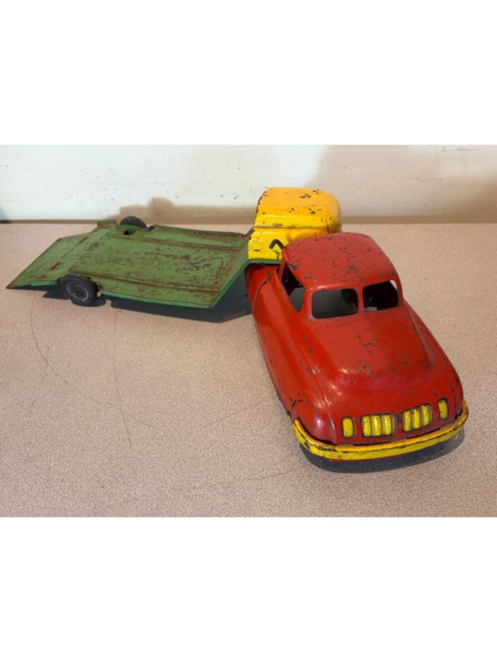Vintage 1930-40’s Buddy L Wyandotte Express Press Steel Truck & trailer large!